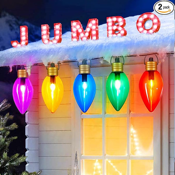 Moonflor Super Jumbo C9 Christmas Pathway Lights Outdoor - 2 Pack Total 22FT 10 LED C9 Walkway Light, Multicolor Christma Decoration Outside, Giant Christmas Lights Outdoor for Lawn Holiday Yard