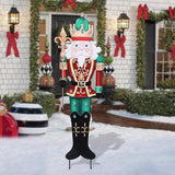 Christmas Yard Stakes Lighted Up Metal Christmas Yard Decorations LED King Nutcracker with Crown Scepter Lighted Stakes Outdoor Xmas Stake Lawn Pathway Outdoor Decoration