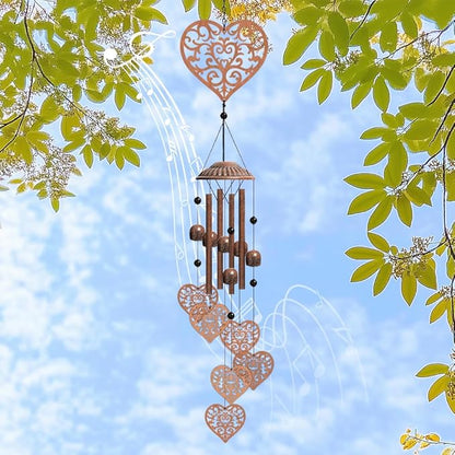 OLYCRAFT Heart Metal Wind Chimes Outdoors Wind Chime Sympathy Memorial Windchime Iron Windchime Memorial Presents Hanging Windbell for Patio Backyard Home Garden Pendant Decoration - 30 Inch