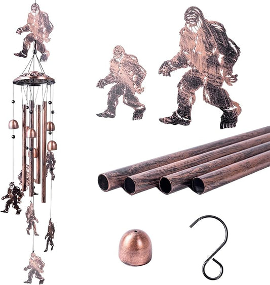 Wind Chimes for Outside Bigfoot, Metal Bigfoot Wind Chimes with 6 Chimes and 4 Aluminium Tubes, Beautiful Sounds Sasquatch Gifts for Outside, Home, Lawn, Porch, Patio, Garden Decor, Yard Decoration