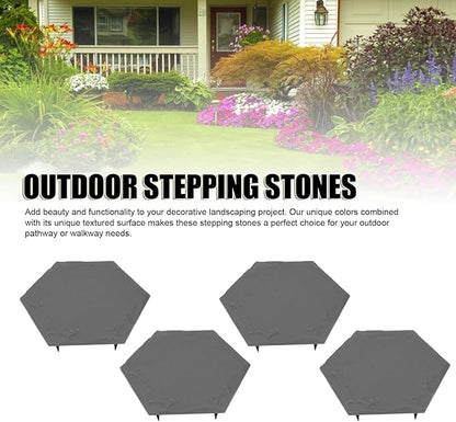 4Pcs Large Stepping Stones,Outdoor Stepping Stones with 24pcs Ground Stakes,Outside Flooring Pavers Decorative for Garden Yard Lawn Pathway Walk Way (Grey)