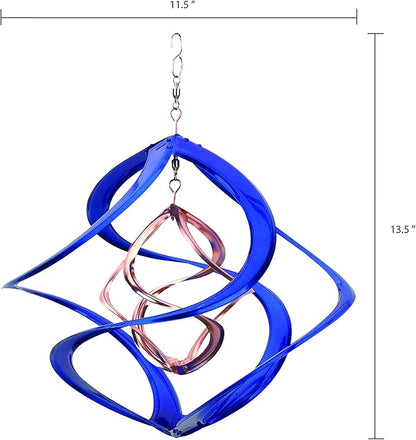 Red Carpet Studios The Original Cosmix Deluxe Helix Wind Spinner, Medium 14-Inch, Double Blue & Copper