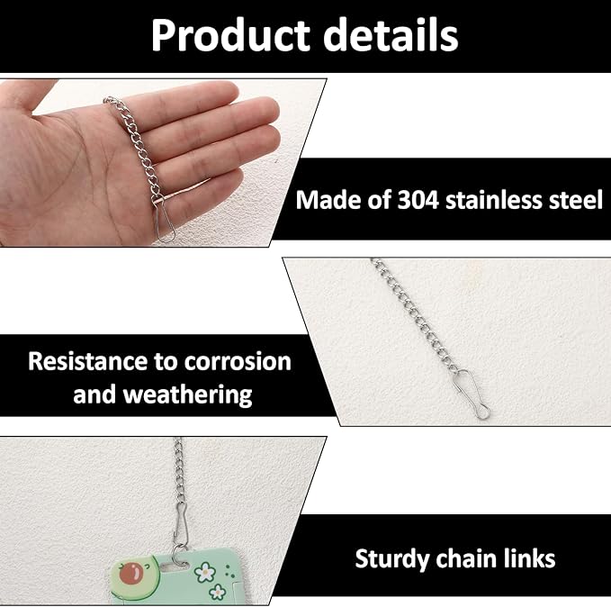8 Pcs 20 Inch Window Hanging Chain for Stained Glass, 304 Stainless Steel Picture Hanging Chain with Hooks Decorative Chains for Hanging Suncatcher Crystals Window Art Outdoor Walls Gardens Kitchens