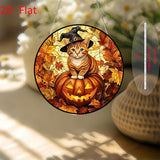 Halloween Sun Catcher for Window Hanging Pumpkin Cat Maple Leaves Acrylic Garden Fall Suncatcher Decor Colorfu Glass for Wall Home, Garden, Housewarming Women Neighbor Thanksgiving Decor Gifts7.87inch