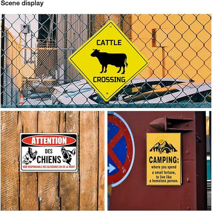 Cattle Crossing Sign Funny Novelty Metal Tin Sign for Bar Club Country Home Coffee Shop Indoor& Outdoor Decor Yellow Street Sign 12X12inch