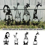Eujgoov Garden Gnomes, Versatile Artwork Iron Garden Gnomes, Weatherresistant, Black Handmade Craftsmanship Metal Statues Outdoor Art Decor for Your Garden (A)