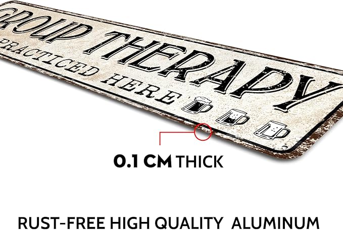 Group Therapy Practiced Here Retro Tin Metal Sign Bar Cave Beer Signs for Cafe Bar Pub Beer Club Wall Decor 4"x 16"