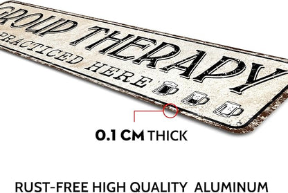 Group Therapy Practiced Here Retro Tin Metal Sign Bar Cave Beer Signs for Cafe Bar Pub Beer Club Wall Decor 4"x 16"