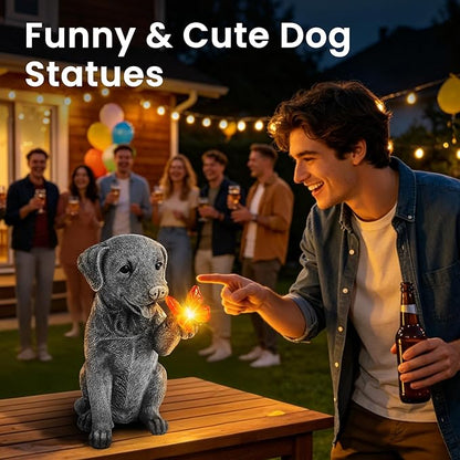 Solar Garden Statues Outdoor Decor, Garden Decor Dog Statue for Yard, Patio, Lawn Outside, Ideal Christmas Birthday Mothers Day Gifts for Mom Women Grandma