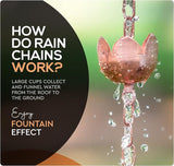 Copper Rain Chain – Decorative Chimes & Cups Replace Gutter Downspout & Divert Water Away from Home for Stunning Fountain Display – 6.5’ Long for Universal Fit – Flower Style