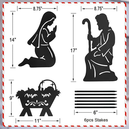 Nativity Silhouette Outdoor,Black Silhouette Nativity Scene for Yard Stake,Set of 3 Christmas Ornaments for Outside