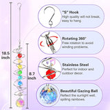 GWAHSA Suncatcher Wind Spinner Gazing Ball Spiral Tail, Crystal Sun Catchers with Seven Chakra Beads Window Hanging for Indoor Home Outdoor Garden Decor Wedding Birthday Party Gifts for Girl Women Mom