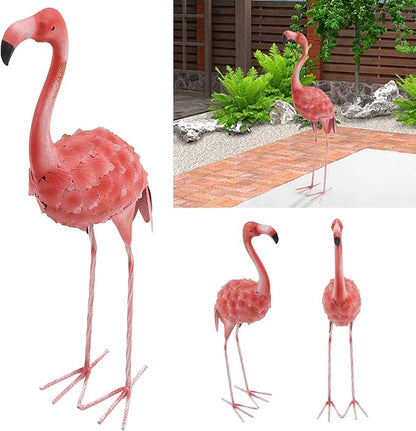Lifelike Iron Flamingo Garden Statue - Colorful Painting, Perfect Garden Decoration for Lawn, Terrace, and Backyard
