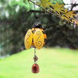 2 Pcs Metal Bee Wind Bells, Small Insect Chime Decor for Garden Yard Patio, Lucky Hanging Rustic Home Ornament, Indoor Outdoor Iron Stereo Hanging Bell