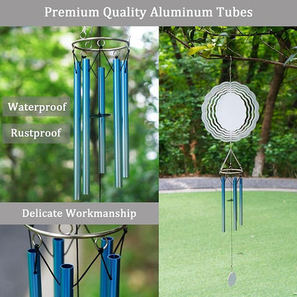 4 Packs Sublimation Wind Chime Wind Spinner Blanks Set 3D Aluminum Metal Wind Sculpture Kinetic Spinners Chimes for Yard and Garden Indoor Hanging Decoration (Mix Pattern)