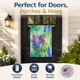 Caroline's Treasures Texas Bluebonnets in Watercolor House Flag Large Porch Sleeve Pole Decorative Outside Yard Banner Artwork Wall Hanging, Polyester, House Size, Multicolor