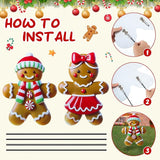 2 Pack Christmas Yard Stakes Metal Stakes 3D Boy and Girl Yard Sign Christmas Outdoor Decorations for Outside Holiday Xmas Winter Ornament Lawn Pathway (Classic Gingerbread Man Couple)
