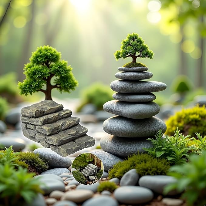 3Pcs Miniature Resin Bridge Stair Stone Straight Bridge Stairs Steps Garden Fairy Ornament Micro Landscaping Decor Bonsai Craft Straight Stairs Outdoor, Garden Sculptures and Statues, Decorations