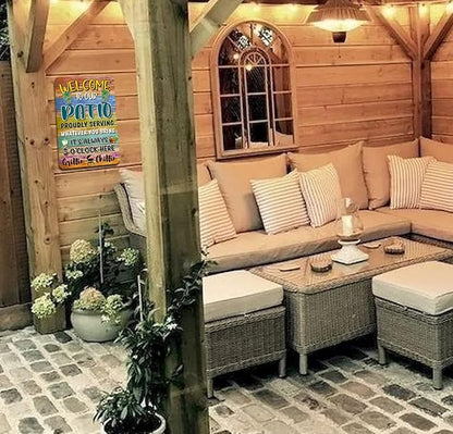 Welcome Patio Bar Signs For Home Porch Bar Wall Decor Beach Bar Decorations For Backyard Tiki Bar Hot Tub Poster Tin Sign 8x12 Inch