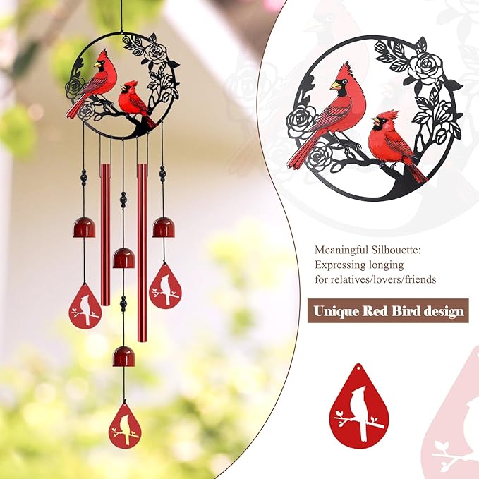 Wind Chimes for Outside Cardinal Wind Chimes Windchimes Outdoors Red Bird Wind Chime Cardinal Gifts for Women Mom Grandma Sisters