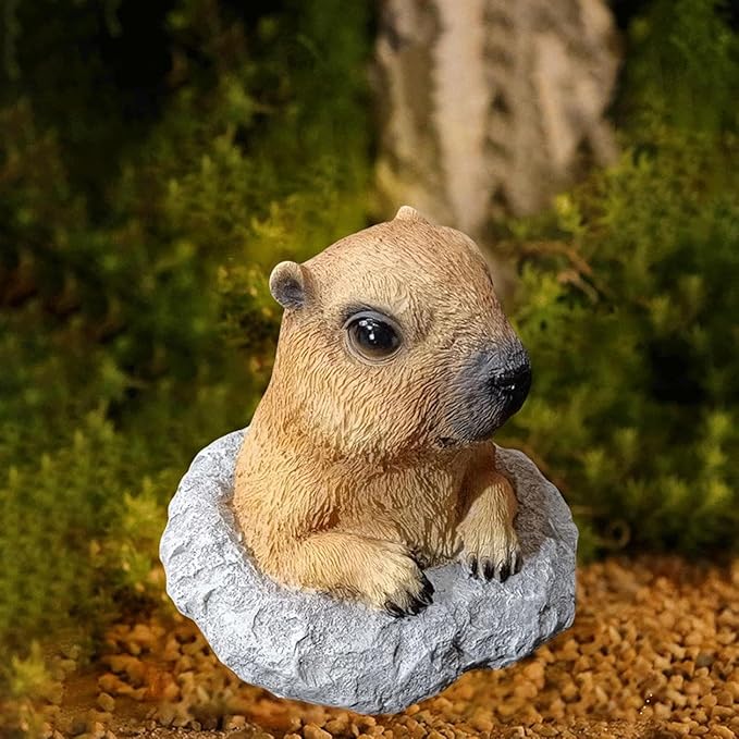 Garden Statues Bothyi Garden Groundhog Statue Lawn Ornament Collectibles Cute Yard Art Sculpture Resin Animal Figurine for Flowerpot Outside Garden Yard Ornaments Decor