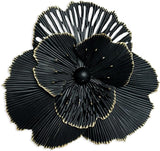 10" Metal Flower Wall Art Decor, Rustic Modern Floral Sculpture, Distressed Iron Wall Hanging Home Decoration Accent Artworks for Indoor Kitchen Bedroom Living Office Outdoor Garden Patio (36C-Black)