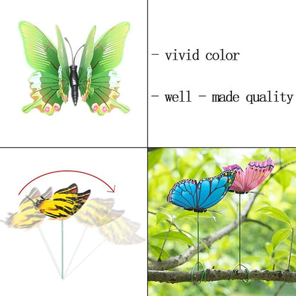 FENELY Luminous Colorful Butterfly Garden Decor Stakes,Double Wing Waterproof 3D Garden Ornaments Outdoor Decorations for Patio Lawn Yard PVC Gardening Art Christmas Whimsical Gifts