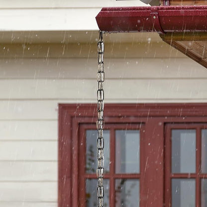 LOFIR 16.5 FT Matte Bronze-Colored Rain Chain with Hooks - Rain Chains for Outside - Adjustable Rain Catcher Chains with Bell for Eaves Drainage - Easy Install Bronze-Colored (Diameter 3mm)