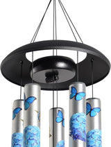 Blue Hydrangea Wind Chimes for Outside,Memorial Wind Chimes for Loss of Loved One Mother Father,Memorial Gifts,Sympathy Gift Baskets & Bereavement Gift idea,Wind Chime in Memory of a Loved One Mom