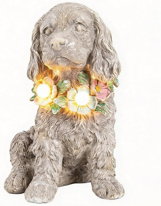 Garden Statue Dog Memorial Gifts - Yard Art Decoration with Solar LED Lights Waterproof Resin Garden Figurine Decor for Outdoor Patio Yard Lawn Ornament