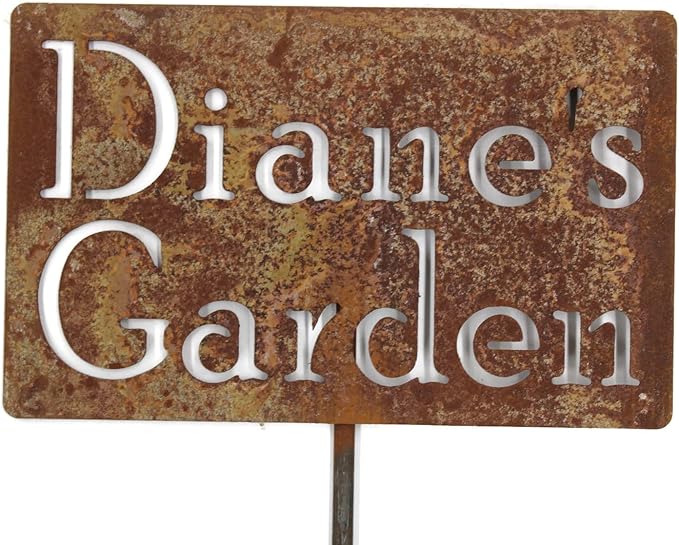 Classic Metal Garden Markers Clearance Items 20 to 33 Inches Tall (Diane's Garden 21", Naturally Rusted)