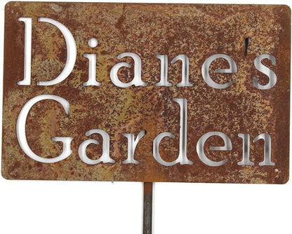 Classic Metal Garden Markers Clearance Items 20 to 33 Inches Tall (Diane's Garden 21", Naturally Rusted)