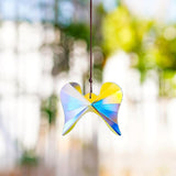 Window Hanging Crystal Angel Wing Prism Suncatcher AB Coating Ornament, Glass Angel Wing Sun Catchers Rainbow,Prism Crystals for Indoor Outdoor Garden Christmas Decor(76mm)