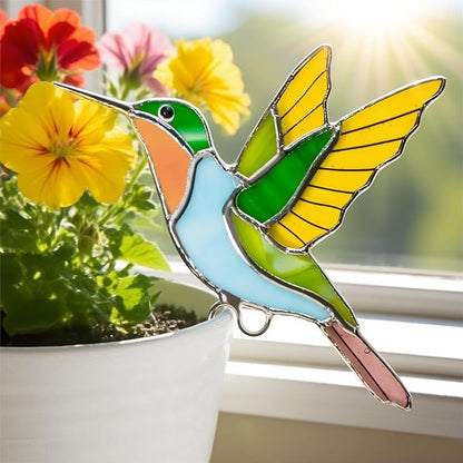 Stained Glass Hummingbird Gifts for Women, Hanging Plant Planter Flower Huggers Balcony Decoration, Mothers Day Birthday Gifts for Mom Grandma from Daughter Son, Bird Lover Plant Pots Accessories