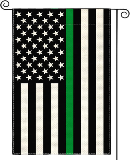 AVOIN colorlife Thin Green Line Military and Conservation Garden Flag 12x18 Inch Double Sided Outside, American Stars and Stripes Patriotic Yard Outdoor Decoration