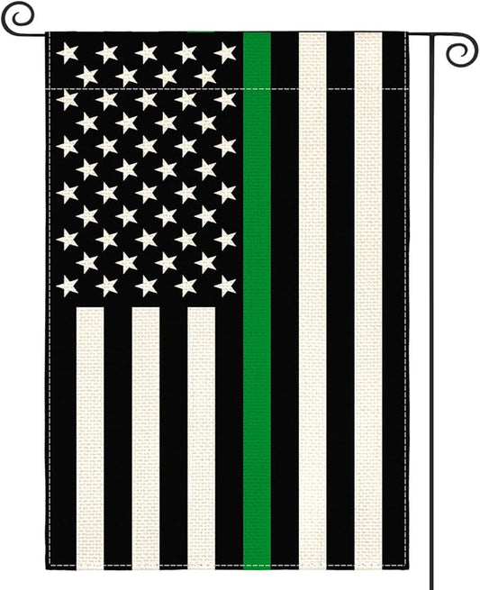 AVOIN colorlife Thin Green Line Military and Conservation Garden Flag 12x18 Inch Double Sided Outside, American Stars and Stripes Patriotic Yard Outdoor Decoration