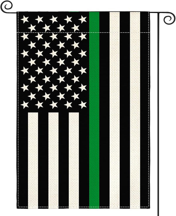 AVOIN colorlife Thin Green Line Military and Conservation Garden Flag 12x18 Inch Double Sided Outside, American Stars and Stripes Patriotic Yard Outdoor Decoration