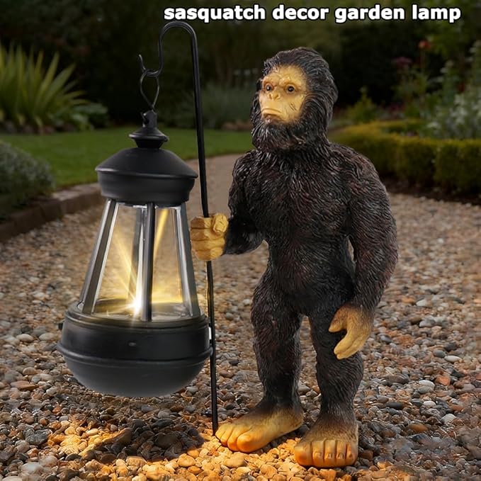 Bigfoot Garden Statues with Lamp Solar Outdoor Decors, Solar Light Big Foot Sasquatch Yard Decorations for Front Porch Patio Lawn Decor, Bigfoot Gifts Sasquatch Gifts Outdoor