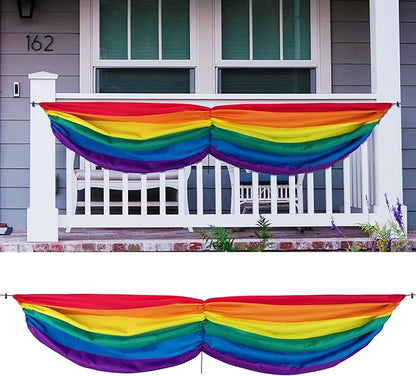 Wehhbtye 2PCS Gay Pride Rainbow Bunting Flag-LGBTQ Lesbian Fabric Hanging Bunting Banner Flag for Pride Day Parades Outdoor Porch Yard Themed Party Celebration Decor