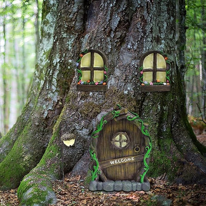 Outdoor Statues Garden Decoration,Yard Sculpture Figurine,Outdoor Statuette Garden Resin Statues,Gardening Supplies Garden Statues Ornament,Trees Decoration Garden Accessories Glow in The Dark