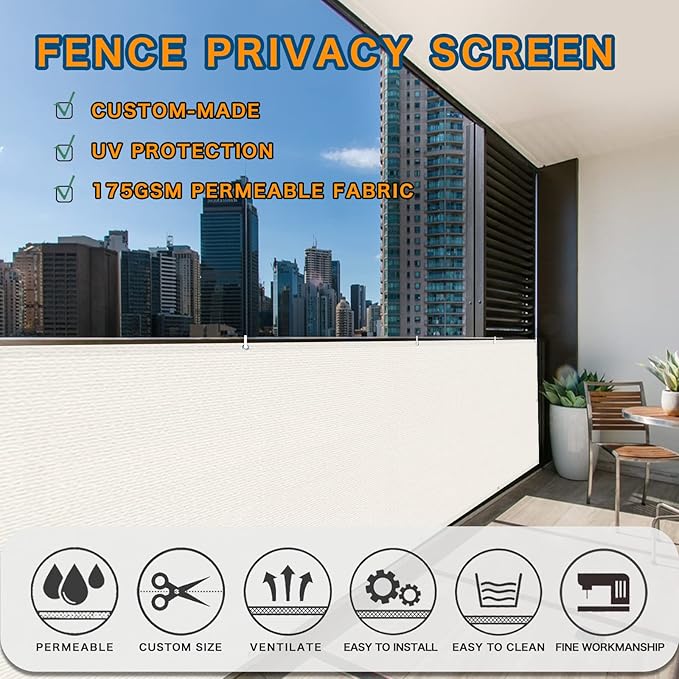 LOVE STORY Balcony Privacy Screen, 3'x13' Deck Shield Screen Fence Cover,UV Protection and Weather-Resistant,3 FT Height for Deck, Patio, Backyard, Outdoor Pool, Porch, Railing, White