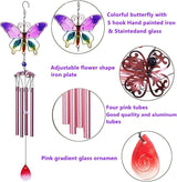 Evealyn Outdoor Butterfly Wind Chimes, Indoor Handing Stained Glass Metal Music Beautiful Wind Chimes for Home, Balcony,Window, Garden, Yard, Patio, Lawn Decoration (Purple)