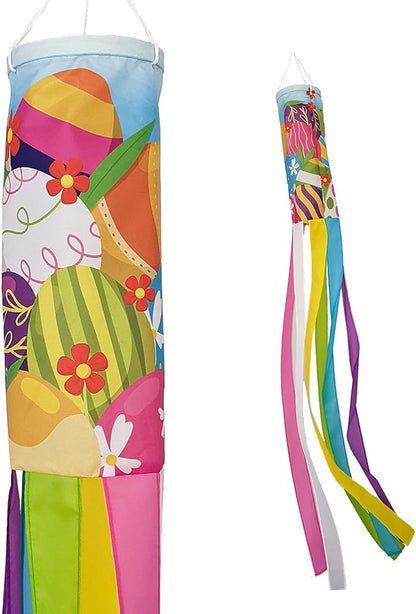 Madrona Brands Spring Easter Eggs Windsock for Outside 60-Inch | Durable Outdoor Decorative Hanging Wind Sock Flag | Yard, Garden, Patio