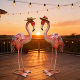 chisheen Flamingo Statues Pink Bird Art Garden Sculptures Outdoor Metal Yard Decor for Wedding Gifts Patio Lawn Porch Ornament Decoration