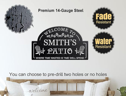 Personalized Metal Patio Sign, Welcome to Patio Wall Decor, Custom Outdoor Large Patio Signs, Personalized Outdoor Signs for Patio, Backyard Metal Sign, Housewarming Present