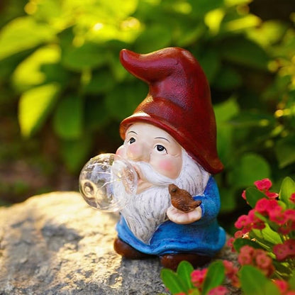 Garden Gnome Statue Solar Light Outdoor Decorations Gnome Figurine Light for Outdoor Patio Balcony Yard Porch Lawn for Women Mom Grandma Family Friend 6.10" D x 4.33" W x 7.09" H