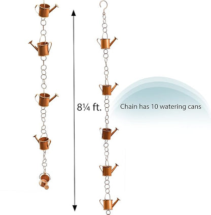 Trademark Innovations 8.25' Copper Colored Watering Can Rain Chain for Gutters and Downspouts