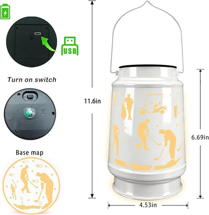 Golf Valentine's Day Gifts for Men Dad Grandpa Boyfriends Rechargeable Lantern Lamp Led Night Light Retirement Gifts for Christmas New Year Funny Unique Gift Who Love Golf
