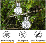 2 Pack Hanging Solar Light Outdoor, Decorative Solar Powered Waterproof Ball Shaped Night Light, Hanging Globe Solar Lights for Gardens, Yards, Patios, Lawns (White Light)