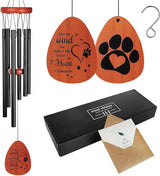 YU FENG 26'' Metal Dog Memorial Wind Chimes for Outside Loss of Dog Loved Pet with Gift Box & Cards - Pet Themed Remembrance Wind Chimes Ornament for Christmas Tree